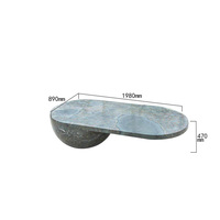 Table basse Dream Home Radiant en marbre vert, base demi-sphère, plateau ovale irrégulier en forme de haricot, sculpture organique, table centrale de salon