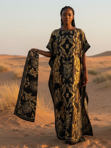 Turbanti Africani in Seta all'Ingrosso, Abito Lungo Primaverile con Foulard per Donne Musulmane - Product Image 5
