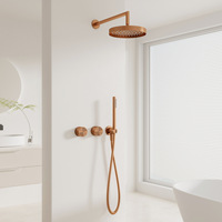 Ensemble de douche encastré en cuivre brossé doré et gris bronze avec robinet en céramique, buse de plafond encastrée à montage encastré, jet de pluie doux