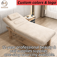 Table de massage pliable ergonomique en bois massif Mason, confortable et portable, pour salon de beauté et spa, design moderne, usage commercial
