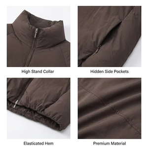 Chaqueta Acolchada <span class=keywords><strong>de</strong></span> Nylon 100% para Hombre Joven, Estilo Urbano Coreano, Cuello Alto, Diseño Corto Holgado, Logotipo Personalizado OEM/ODM - Product Image 4
