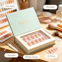 Boîte rigide cadeau vert clair personnalisée pour faux ongles, emballage cosmétique pour faux ongles