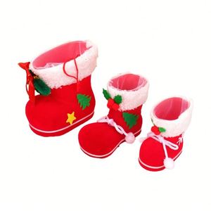 Sac cadeau de Noël 2025 en forme de botte, décoration festive, bottes rouges en tissu tissé du Père Noël pour enfants - Product Image 2