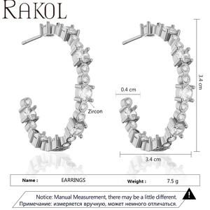 RAKOL EP5536 Trendy CC Style Silver-Plated Zircon Brass Fashion Shopping Wedding Pendientes de mujer - Product Image 6