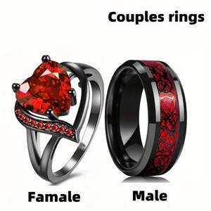 <span class=keywords><strong>Bague</strong></span> de couple en <span class=keywords><strong>diamant</strong></span> <span class=keywords><strong>rouge</strong></span> anti-ternissement pour bijoux de mariage, <span class=keywords><strong>bague</strong></span> de conception en forme de cœur pour <span class=keywords><strong>homme</strong></span> et femme, cadeau de la Saint-Valentin - Product Image 6