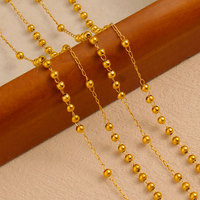 Collar de Rosario Religioso de Acero Inoxidable 316L, Chapado en Oro de 14k y 18k, con Cuentas, Estilo Medieval Vintage, para Mujer