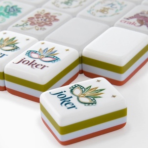 Juego de Fichas de Mahjong Americano de Cuatro Capas con Diseño Naranja Quemado de Lujo, Acrílico Duradero de 1.26 Pulgadas, Entretenimiento Familiar - Product Image 3