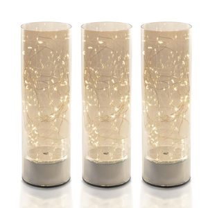 Lampade Cilindriche in Vetro 8x26 Cm Luce Calda Micro LED Decorazione Natalizia - Product Image 6