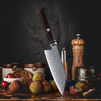 Couteau de chef japonais professionnel Bunka, 5,5 pouces, acier carbone Damas 67 couches, manche en bois d'ébène, dureté 60 HRC, cuisine