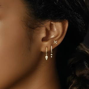Personalizado delicado 925 <span class=keywords><strong>plata</strong></span> esterlina triángulo geométrico circón Stud aro gota pendientes conjuntos para mujeres - Product Image 3