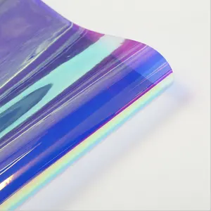 Cuir synthétique hologramme transparent en PVC pour la fabrication de sacs de mode