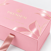Boîte cadeau magnétique doublée de satin pour l'emballage de perruques et d'extensions de cheveux, boîte en carton pliable avec couvercle rabattable et poignée en ruban