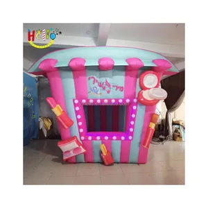 Thực Phẩm Ngoài Trời Gian Hàng Đầy Màu Sắc Cube Inflatable Tuyết Cone Popcorn Booth