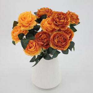 BF-PY10 Bouquet de 7 têtes de pivoines artificielles en soie, fleurs simulées faites à la main pour la photographie, les mariages, les fêtes et la décoration intérieure - Product Image 2