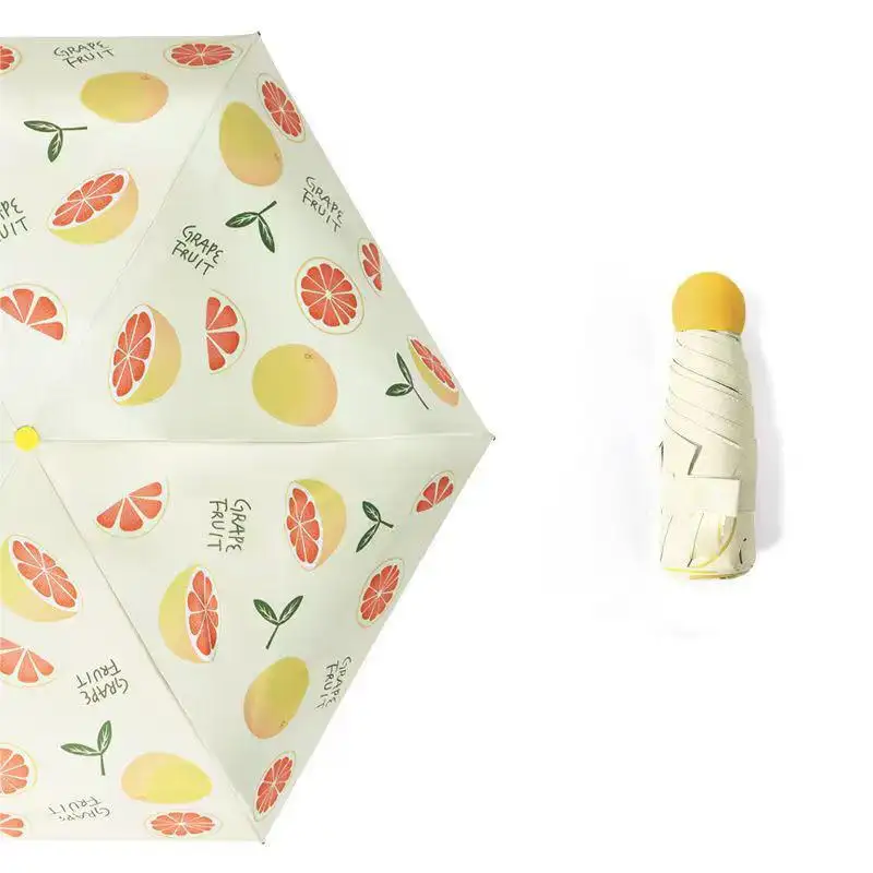 ポータブルタイニーポケット5つ折り女性ギフト愛のパターンアンチUVサンシェードと雨傘