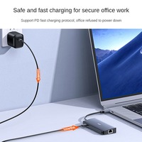 Adaptor Multiport USB, USB3.0 USB C ke 6 in 1 HUB USB C HUB-6 in 1 multifungsi mendukung semua Tipe C stasiun Dok Saluran