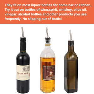 Vertedor de Licor con Tapón, Vertedor de Vino de Acero Inoxidable, Boquillas para Aceite de Oliva, Vino, Salsa de Soja, Vinagre y Botellas de Líquidos - Product Image 4