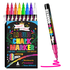Pennarelli di gesso liquido con punta Fine-confezione da 8 colori al Neon da 1mm-cancellabili a basso odore cancellabili pennarelli di gesso per <span class=keywords><strong>lavagna</strong></span>, <span class=keywords><strong>lavagna</strong></span> - Product Image 1