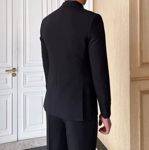 Traje de <span class=keywords><strong>Hombre</strong></span> Elegante para <span class=keywords><strong>Boda</strong></span> o Fiesta, Chaqueta y Pantalones Negros, Corte Slim Fit con un Botón - Product Image 2