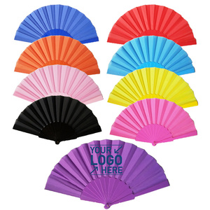 Nhà Máy Quảng Cáo Tùy Chỉnh In Cầm Tay Fan Nhựa Nylon Tre Đám Cưới Có Thể Gập Lại Tay Fan Hâm Mộ - Product Image 2