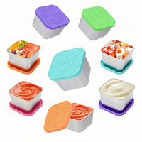Conteneur alimentaire carré portable écologique en gros avec couvercle, en acier inoxydable 304, couvercles en silicone anti-fuite, bols polis pour barbecue