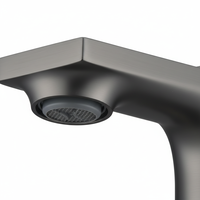 Robinet de lavabo de salle de bain gris anthracite en alliage, monotrou, pour lavabo de buanderie, avec deux flexibles de 9/16 po, poignée unique, eau chaude/froide, cartouche céramique