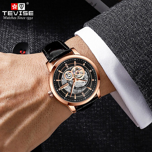 Venta Directa de Fábrica, Reloj Mecánico Automático, Reloj Mecánico de Cuero para Hombre, Resistente al Agua - Product Image 4