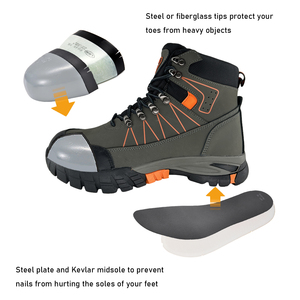 Bottes de sécurité montantes <span class=keywords><strong>Saian</strong></span> en cuir nubuck avec embout en acier et semelle extérieure en PU, anti-choc, pour usage industriel, vente en gros - Product Image 1