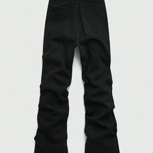 Pantalones vaqueros Y2K holgados para hombre, estilo vintage lavado y desgastado, con estampado gráfico de cruz personalizado y pedrería, de pierna ancha, de fabricante de ropa urbana. - Product Image 2