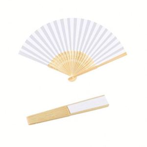 Blank Bamboo Hand Fan White <b>Paper</b> Folding Fan for DIY Painting Calligraphy - Product Image 1