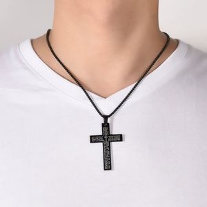 قلادة من الفولاذ المقاوم للصدأ متعددة الاستخدامات وأنيقة للرجال والنساء، قلادة على شكل صليب مع نقش، مجوهرات زخرفية - Product Image 2