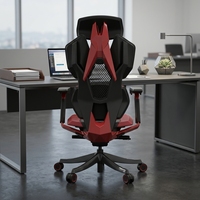 Chaise de jeu ergonomique en tissu maillé avec dossier respirant, soutien lombaire réglable, siège rembourré de luxe pour un confort prolongé