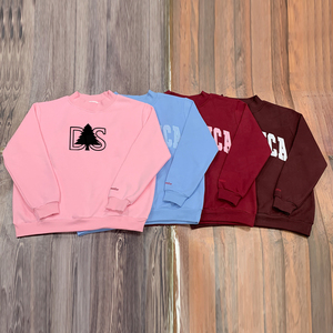 Autumn Custom Flocking Print Women's Heavyweight 400GSM Soft Fleece Oversize Sweatshirt Solid Mock Neck Sweatshirt - Product Image 6