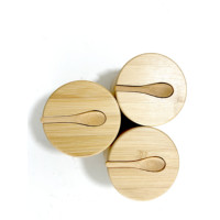 Boîte à épices multicouche en bambou écologique de qualité alimentaire avec logo personnalisé, mini-cuillère, rangement pour sel, poivre et épices de cuisine