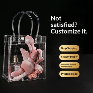 Cheap PVC Shopping Bag Custom LOGO Gift Promotional Handbag Transparent Clear Shopping PVC Gift Plastic Bag