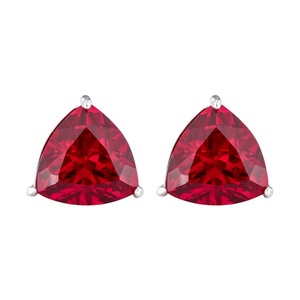 Fashion Jewelry Eco-friendly Copper Three Claws <b>Set</b> 10*10mm Red Zircon Geometric Triangle <b>Stud</b> <b>Earrings</b> for Refined Daily Wear - Product Image 1