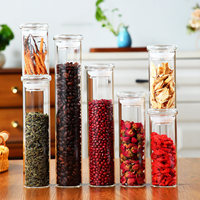 Pot de conservation en verre borosilicate soufflé à la main, écologique, avec couvercle, pour café, thé, épices, cuisine, garde-manger