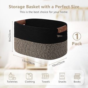 Cesta de Almacenamiento de Cuerda de Algodón Moderna y Ecológica, Organizador Decorativo Tejido Multiusos, Forma Personalizada, para Ropa, Toallas, Juguetes - Product Image 3