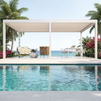Pergola à lames orientables électrique durable en aluminium blanc, facile à utiliser, idéale pour la détente et les divertissements en plein air