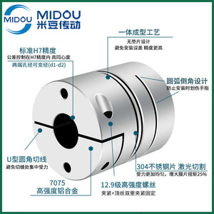 Acoplamiento de doble diafragma Midou Transmission H7 de aleación de aluminio con tornillo de bloqueo para motor servo - Product Image 5