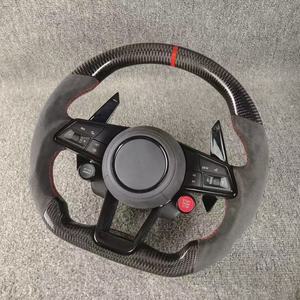 Volant sport en cuir carbone forgé avec surpiqûres blanches pour <span class=keywords><strong>Audi</strong></span> RS3 8Y RS4 RS5 B9.5 2020+ - Product Image 4