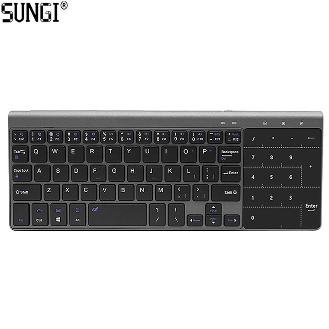 Ultra Slim Wireless Keyboard with Touchpad Built-in Trackpad Mouse Compact Full Size Numeric Keyboard Media Control for Computer
