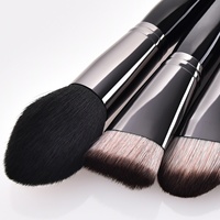 Ensemble de 8 pinceaux de maquillage de haute qualité avec logo personnalisé, noirs, pour les yeux, le visage et le fond de teint, outils de maquillage professionnels avec manche en bois
