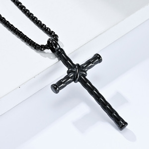 Collier croix pour hommes, pendentif en forme de nœud en acier inoxydable, bijoux à la mode pour tous les jours, K PT439 - Product Image 3