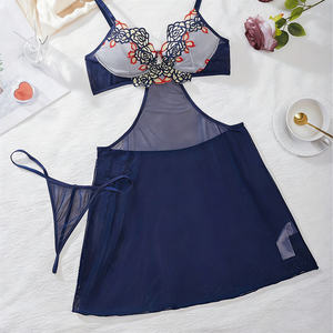 Conjunto de Lencería Sexy con Encaje <span class=keywords><strong>y</strong></span> Bordado, Estilo Puro <span class=keywords><strong>y</strong></span> Seductor, Pijama Erótico, Venta Caliente de Fábrica - Product Image 1