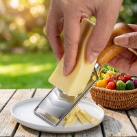 Roestvrijstalen kaasrasp Groentensnijder Natuurlijk houten handvat Draagbare zester voor citroen, gember, aardappel, chocolade, knoflook