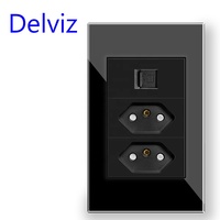 Port d'ordinateur Delviz, prise brésilienne, panneau en verre cristal, adaptateur de Module RJ45, Interface CAT5E, câble réseau, prise murale standard BR