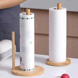 Wooden <b>Kitchen</b> <b>Paper</b> Towel Holder Vertical Roll Storage Rack Natural Wood Color Minimalist Design Eco Friendly <b>Kitchen</b> - Product Image 1