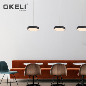 OKELI Rounnd Modern Simple Household Indoor Aluminum SMD2835 Hanging Black Panel LED Pendant <strong>Light</strong> - Product Image 4