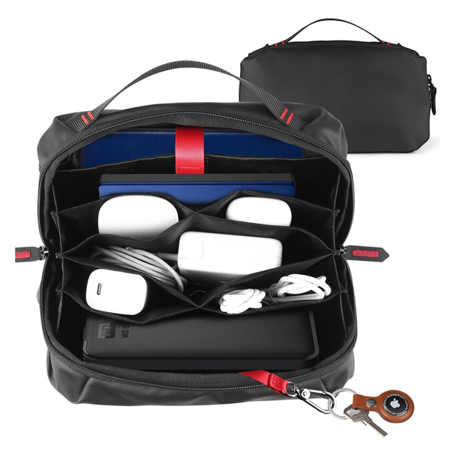 Custom Logo Luxury Travel Water-Resistant Large Tech Electronics Cord Organizer USB Cable Accessory Storage Pouch Tech Kit Bag